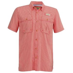Magellan Angler Fit Fishing Shirt Mens XL Aransas Pass Gingham Orange